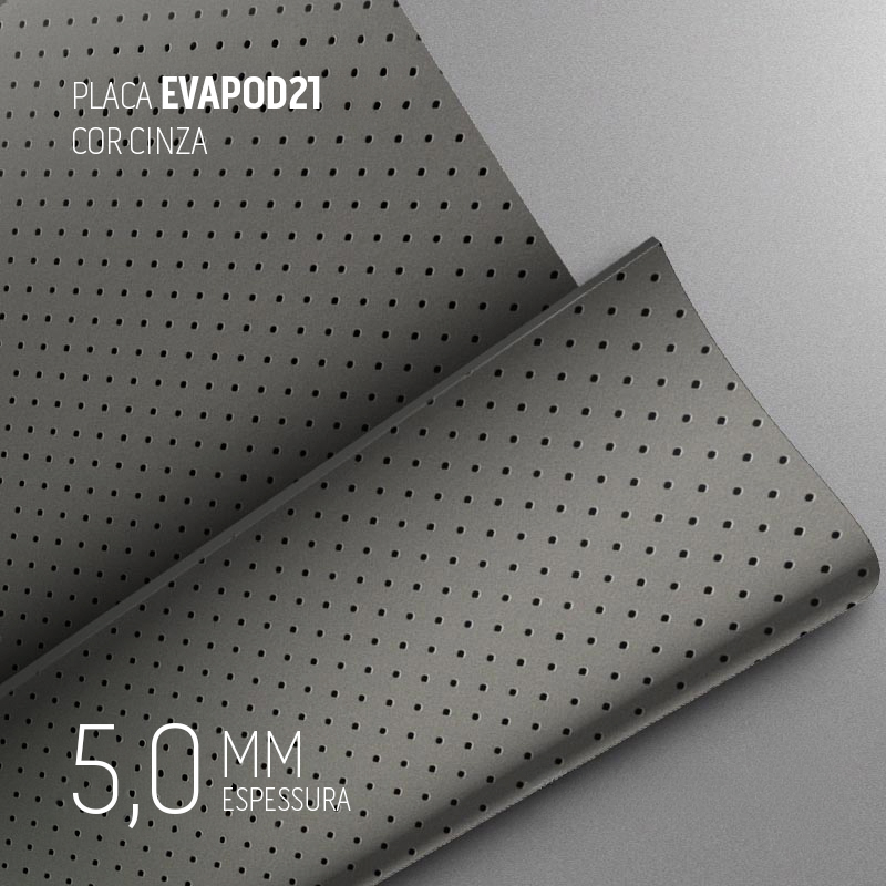 PLACA EVAPOD21 CINZA PERFURADA 5MM 750X400MM