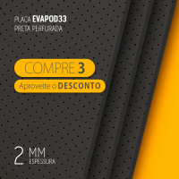 03 PLACAS EVAPOD33 PRETA PERFURADA 2MM 800X400MM