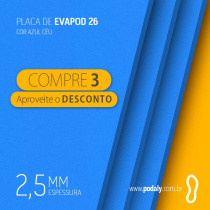 03 PLACAS | EVAPOD26 AZUL NÃO PERFURADA 2,5MM 800X400MM