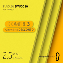 03 PLACAS | EVAPOD26 AMARELO NÃO PERFURADA 2,5MM 800X400MM