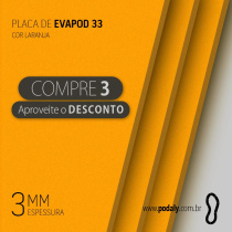 03 PLACAS | EVAPOD33 LARANJA NÃO PERFURADA 3MM 800 X 400MM