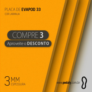 03 PLACAS • EVAPOD33 LARANJA NÃO PERFURADA 3MM 800 X 400MM